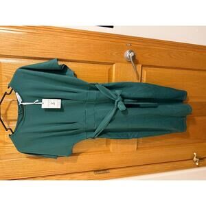 Jasambac Green Belted Midi Dress, Size M
